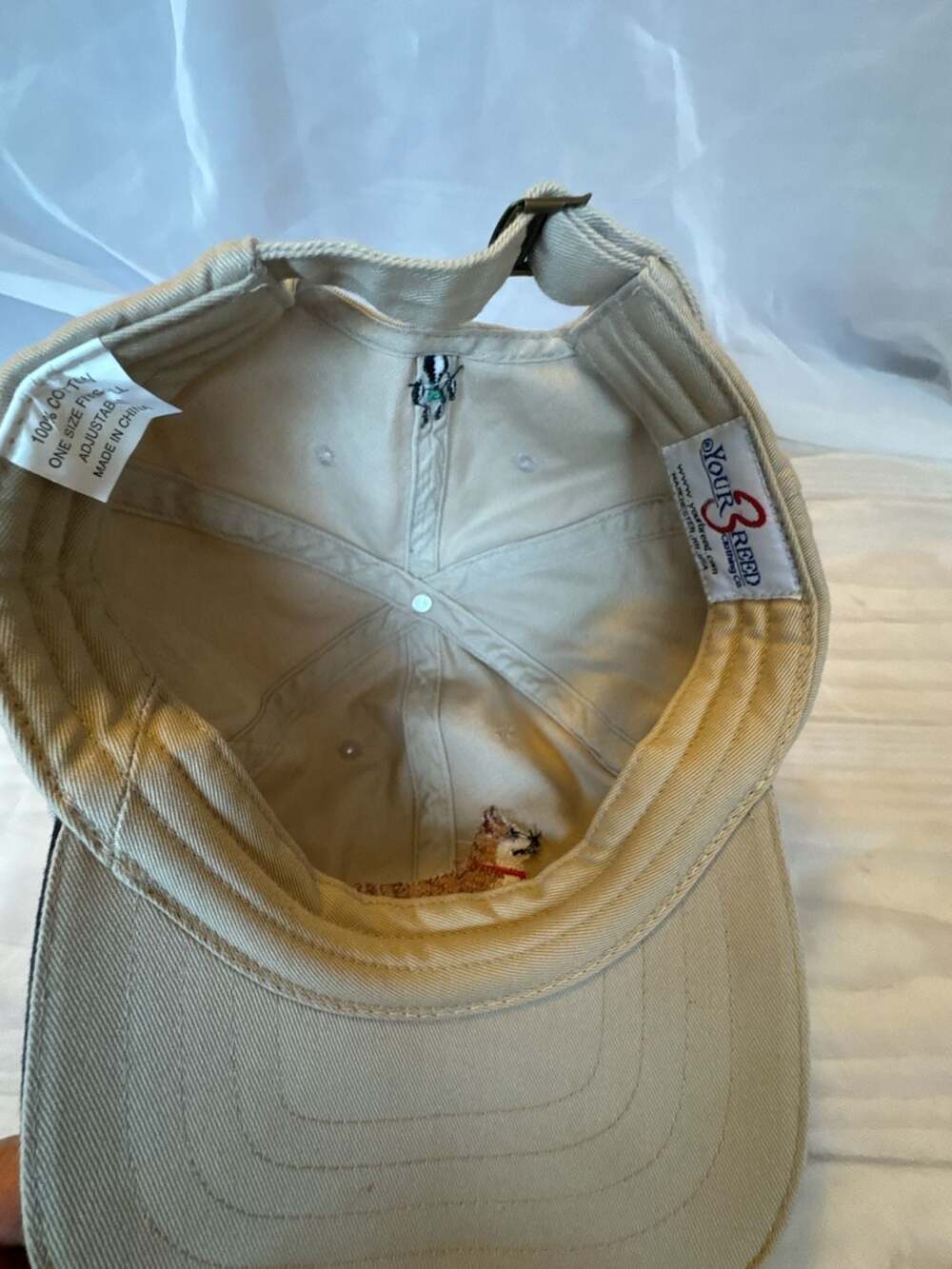 Beige Corgi Embroidered Baseball Cap with Secret Stash Zipper Pocket - Picture 7 of 8